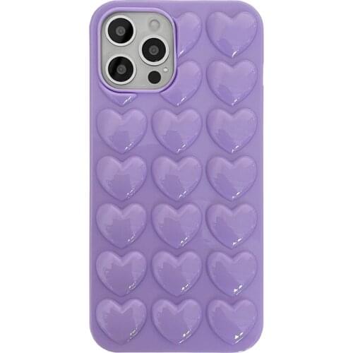 Cute 3D Love Heart Plain Candy Macaron Pink Phone Case for iPhone 12 11 Pro XS Max XR X 7 8 Plus Soft Silicon Back Cover Coques