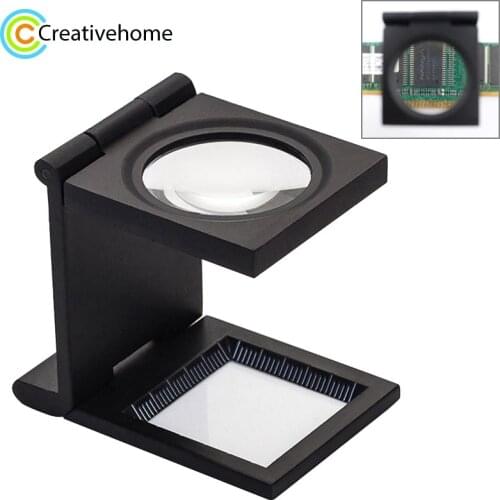 Teaching Tool Magnifying Glass Decorations Magnifier Mini Desk Style 10x Magnification Loupe Metal Antique Magnifier (Black)