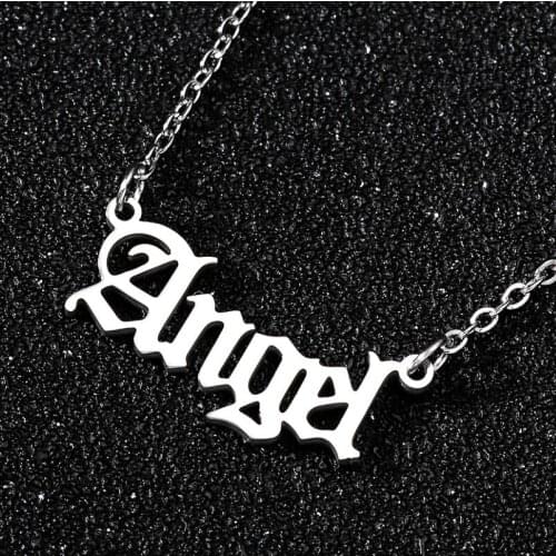 ANGEL Necklace Stainless Steel Necklace for Women long necklaces letter jewelry Hollow necklace pendant