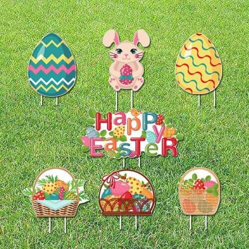 Easter Decorations Outdoor Bunny Chick Eggs Yard Signs Garden Decor Yard Decor Gifts Pretty Garden Potted Plant Decoration