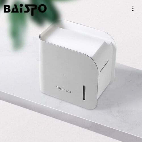 BAISPO Portable Toilet Paper Holder Waterproof Storage Box Punch Free Tissue Box Household Storage Holder Bathroom Accessories