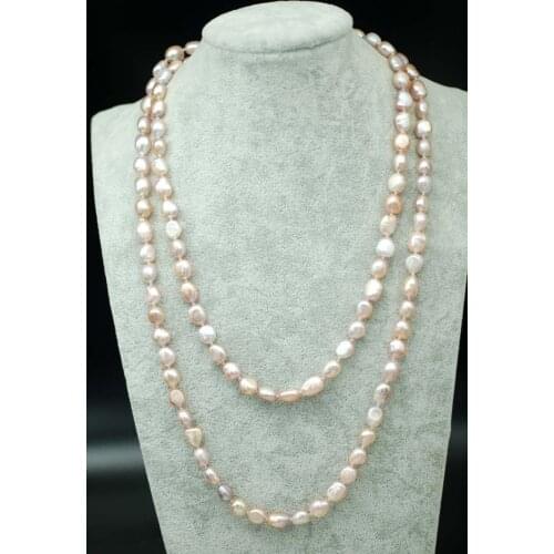 Freshwater pearl pink purple baroque 7-9mm necklace 42inch FPPJ wholesale beads nature