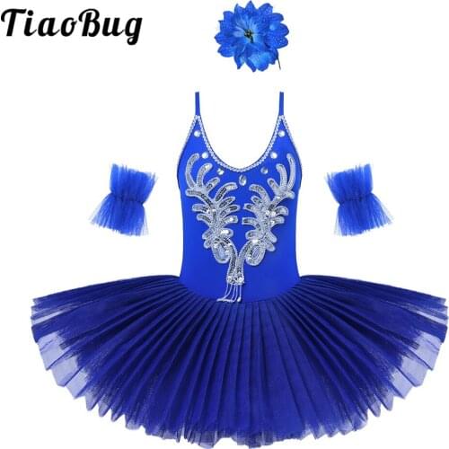 Professional Ballet Tutu Skirt Ballerina Ballet Dress Kids Girls Sequins Stage Costume White Ballet Leotard Swan Dance Costume