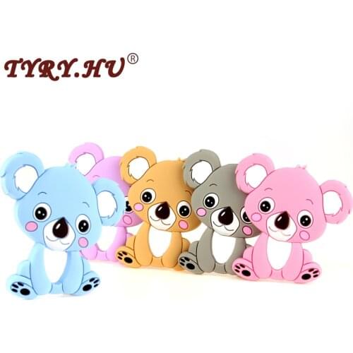 TYRY.HU Food Grade Silicone Teether 3Pcs Bear Baby Teethers BPA Free Koala Baby Teething Toys Nursing Necklace Charms Pendant
