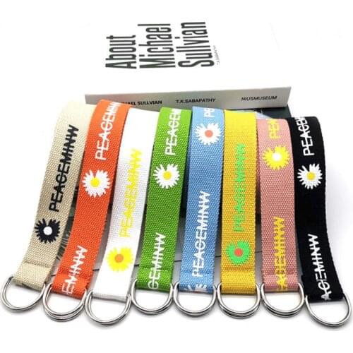 Daisy Long Punk Canvas Belt Men Women Jeans Decorative Double D Ring Metal Buckle Belt Fashion Street Style Wild Waistband