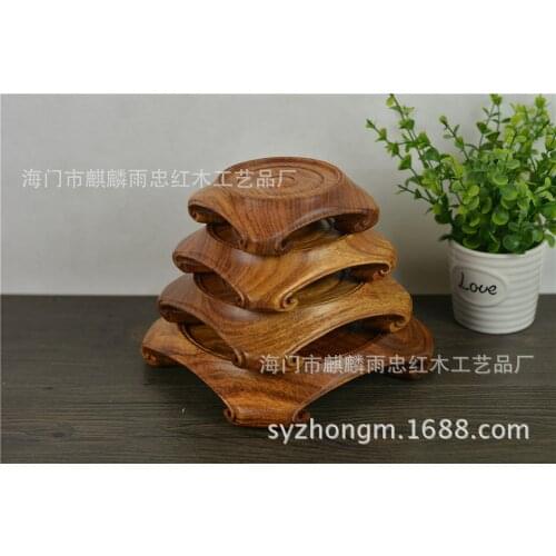 Handmade rosewood pedestal base canoe monolith teapot jade ornaments boutique canoe dock base eight piece