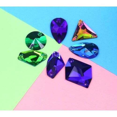 Mix shape color Crystal Rhinestones sewing Flat Back glass sew on rhinestones applique for Clothes Wedding Dress Accessories