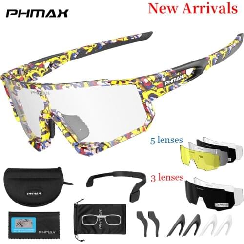 PHMAX Cycling Sunglasses 2021 Men Outdoor Sports Polarized Cycling Glasses MTB Women Photochromic Bicycle Eyewear Sunglasses