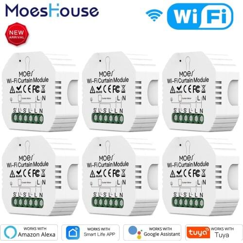 WiFi Mini Smart Curtain Switch Module Roller Blinds Shutter Motor Smart Life Tuya APP Remote Control Work with Alexa Google Home