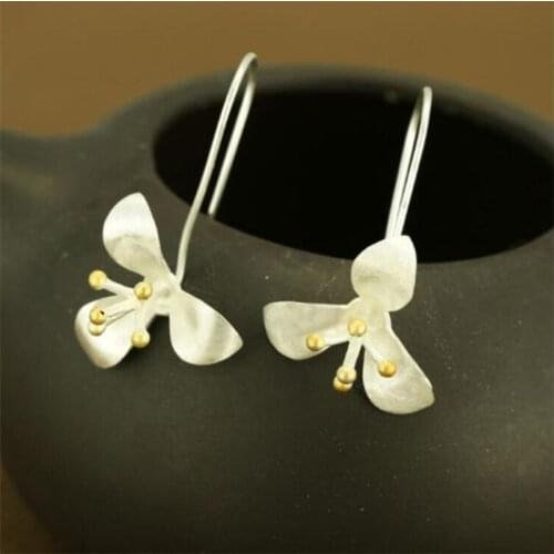 Season Gate 925 Sterling Silver Temperament Ethnic Style Flower Fashion Earrings for Women Girls Jewelry Gift SE038