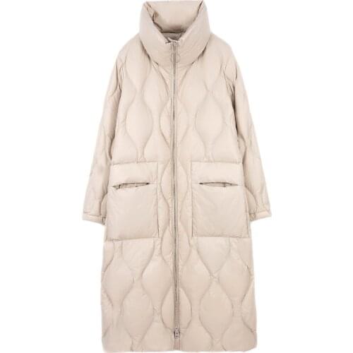 Women Winter Down Jacket 2020 New Mid-length Korean Loose Lightweight Down Coats Winter Stand Collar Warm Parkas Overcoats m815