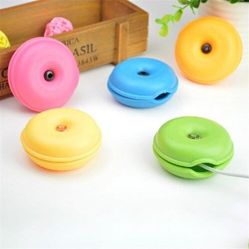 1PC Creative Donuts Earphone USB Cable Winder Storage Case Headphone Cable Winder Data Cable Organizer Box Winder Storage Holder