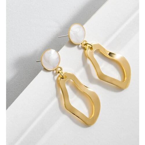 2021 New Fashion Simple Geometric Irregular Drop Earrings For Women Gold Color Punk European Vintage Female Jewelry Party Gifts