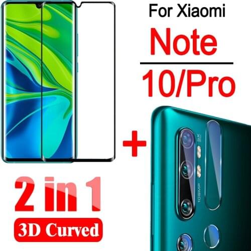 2in1 protective glass for Xiaomi note 10 pro xiomi ksiomi xiaomei note 10 note10 pro screen protector cam with camera lens glas