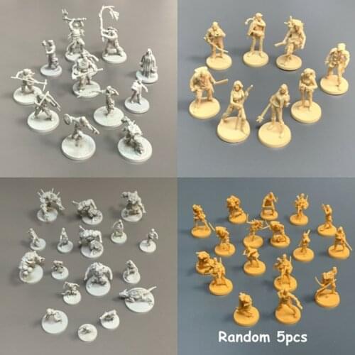 Random 5/6Pcs Board Game Miniatures Survivors Heroes Warriors Role Playing Figures TRPG Toys mini Models
