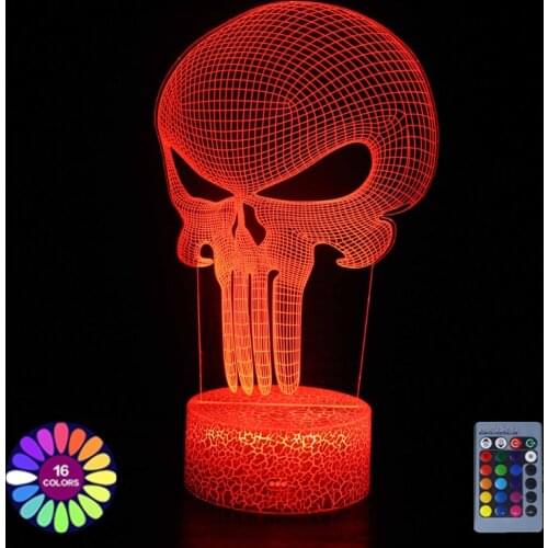 Skull Pumpkin 3D Acrylic Table Lamp Halloween Decoration Creative Holiday Gifts Touch Remote Control LED Illusion Night Light