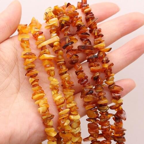 Natural Agates Gravel Beads Irregural Ambers Stone Loose Beads for Making Jewelry Necklace Size 3x5-4x6mm Length 40CM