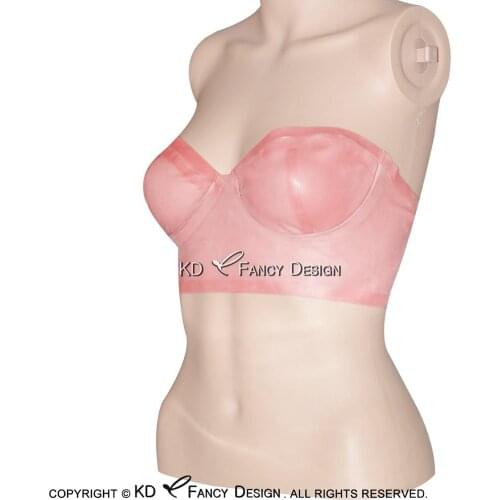 Baby Pink Strapless Sexy Latex Bra Rubber Bras Lingerie Brassieres BRA-0005