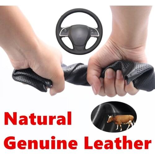 Hand Sewing Genuine Calfskin Leather Steering Wheel Covers for Mitsubishi Outlander 2013 2014 Mirage 2014 ASX L200 2015 2016