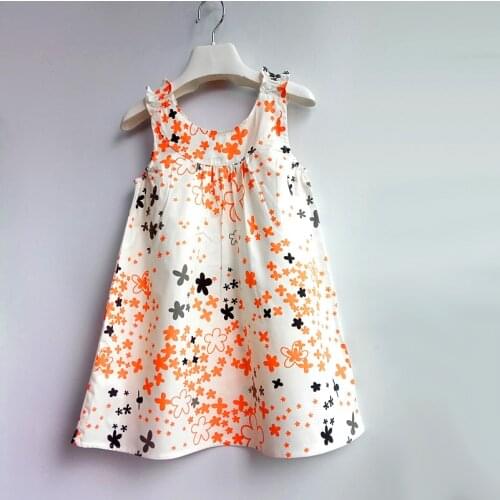 Childrens party princess dress Woven cotton girl dresses Girls Summer Cute Cotton Flower Print Dress girl Holiday Dresses