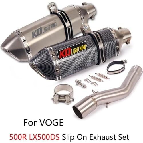 For Voge LX500DS 500R Motorcycle Exhaust Pipe Stainless Steel Mid Link Pipe Slip On 51mm Muffler Escape Removable Db Killer
