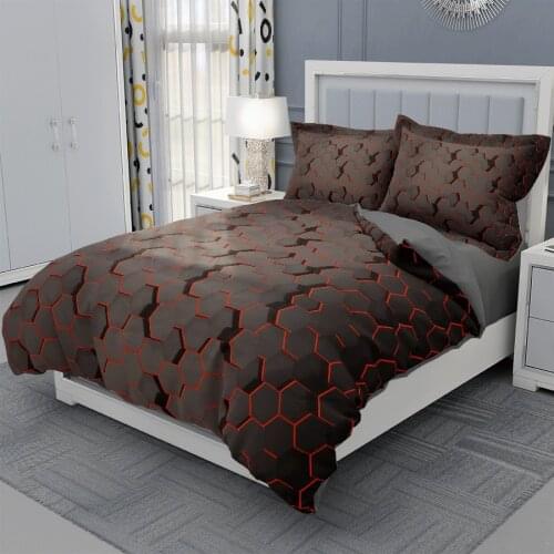 Geometric Pattern plaid with print 2/3pcs Girl Boy Kid Bed Cover Set Duvet Cover nordic for 90 bed with Pillowcases 240*220cm