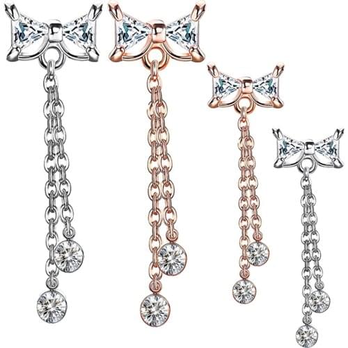 Butterfly Stainless Steel Reserve Navel Piercing Body Belly Button Rings Women 14g Barbell Bar Kit Dangle Piercings Drop Ship