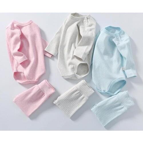 Baby Clothes Sets 2pcs Autumn And Winter O-neck Girls Infants Long Sleeve Soild Colors Clothing Tops+pants Cotton Pajamas 2021