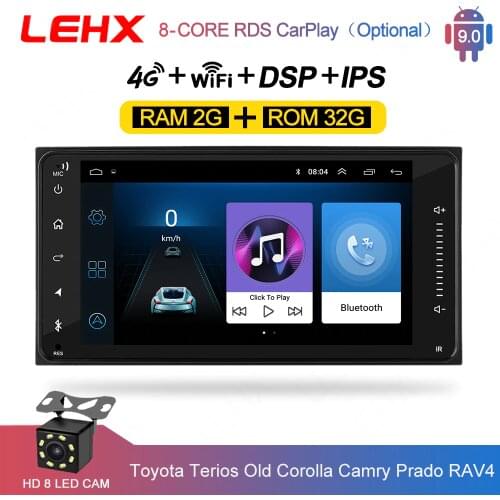LEHX 2DIn Raido Car android 9.0 Car Multimedia Player For toyota vios crown camry hiace previa corolla rav4 2din dvd player