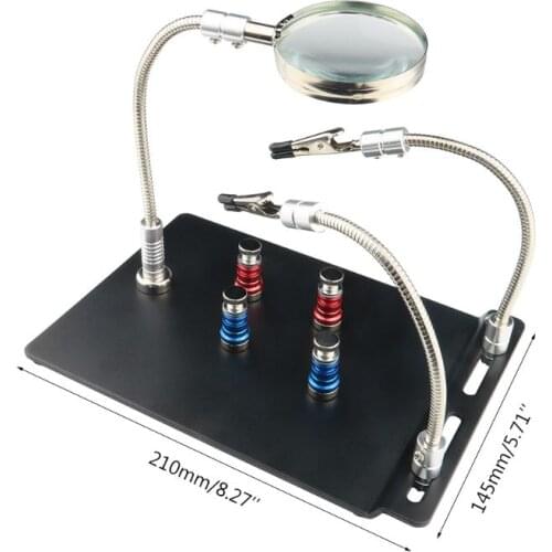 Magnetic Circuit Board Holder Helping Hands Soldering Third Hand with Magnifier R9JF