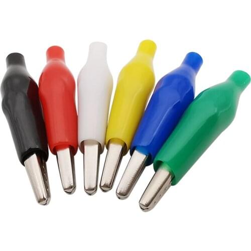 10/5pcs Six Colors 28mm Alligator Clips Crocodile Clamp Electrical Test Clamps Jumper Helper with Protective Insulation Cover