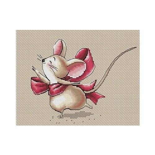 22ct/25ct mouse Cross Stitch Set Chinese Cross-stitch Kit Embroidery Needlework Craft Packages Cotton Fabric Floss