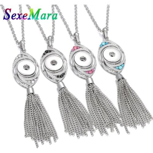 New Snap Jewelry Crystal Fashion Pendant Snap Necklace Fit 18mm Snap Button Necklace Women Pendant Necklace with Chain