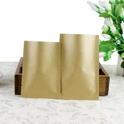 Kraft Paper Pack Bag Inner Aluminum Plating Thicken Yellow Color Kraft Pouches Top Open Hot Heat Seal Pack Foods Tea Coffee Bags