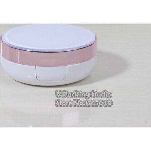 Pink edge Empty Cosmetic BB/CC Cream Case Container Powder Puff Air Cushion Box with Sifter Mirror Honeycomb sponge 100pcs/lot