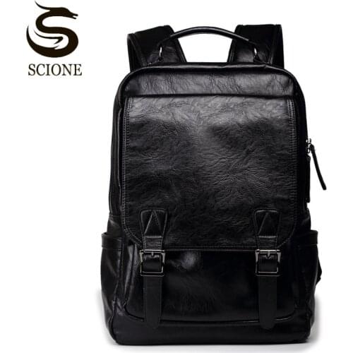 Male Female PU Leather Computer Backpack Mens USB Charging Backpacks Laptop Business Boys School Bags Casual Travel Backpack