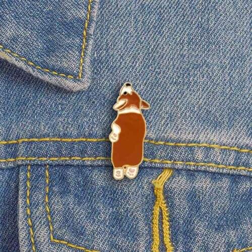 Cute Cartoon Animal Brooches Lovely Corgi Brooch Enamel Pins Backpack Hat Clothes Denim Decor Badge For Women Jewelry Kids Gift