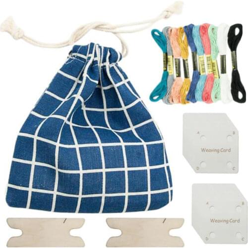 Weaving Cards Table Kit for DIY Craft Loom Card Weaving Tools Shuttle Embroidery Thread Cloth Bag for Kids Adults Weaving