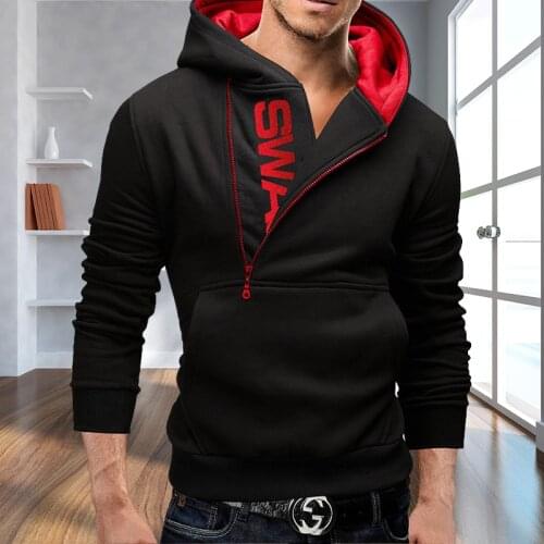 Hoodies men autumn fashion sweatshirt men casual letter printing oblique zipper Pullover men hoody harajuku mens sweatshirt