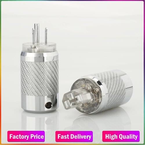 High-quality new products HI-End Carbon Fiber Rhodium Plated US Power Plug IEC Connector Pair