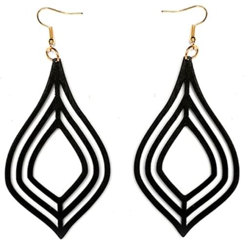 YULUCH 2019 New Design Trendy Women Hollow Wooden Long Pendant Earrings Fashion Jewelry Lady Indian Earrings For Wedding Party