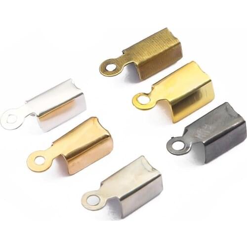 200pcs/lot Cove Clasps Cord End Caps String Ribbon Leather Clip Tip Fold Crimp Bead Connectors For Jewelry Making DIY Supplies