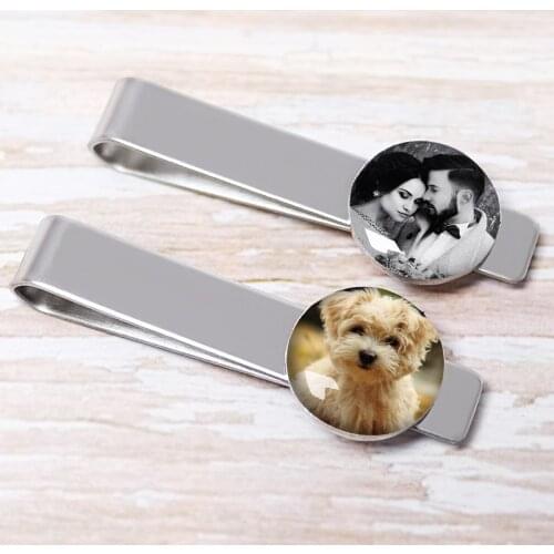 Custom Photo Tie Clip,Personalized Picture Tie Clip,Wedding Memorial Photo Tie Clip,Groom Tie Tack,Wedding Gift for Him