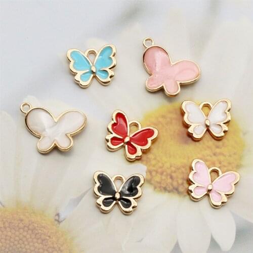 10Pcs Colorful Butterfly Drop Oil Alloy Butterfly Charms Pendant DIY Earrings Bracelet Accessories Jewelry Enamel Charm