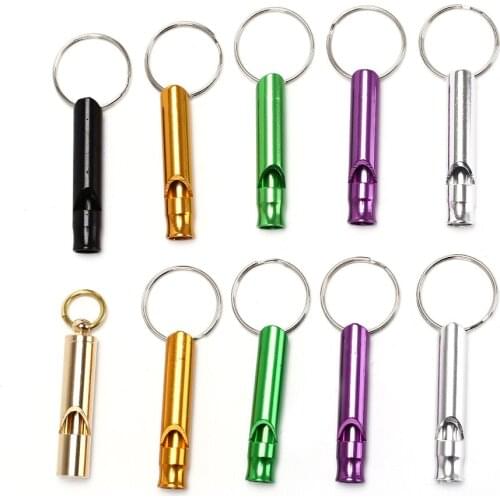 10PCS/Lot Mini Aluminum Alloy Whistle Keyring Keychain For Outdoor Emergency Survival Safety Sport Camping Hunting Color Random