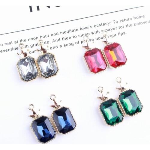 10PCs 16*32MM Gold Tone Royal Crown Crystal Rhinestone Necklace Pendants DIY Jewelry Findings Ornament Accessories Earring Charm