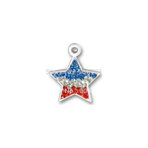 10pcs a lot silver plated star charms with many colors available crystal