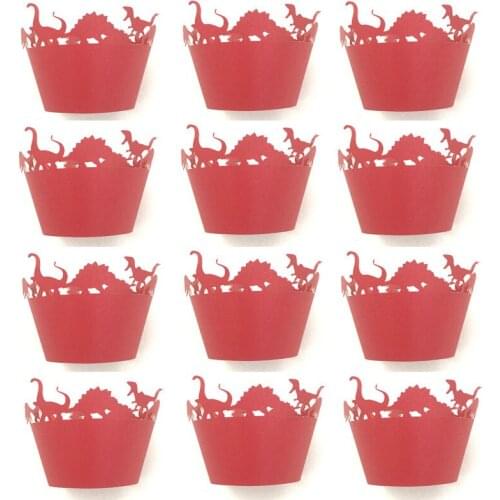 12pcs/set Jungle Dinosaur Cupcake Wrappers Dino Cupcake Liners Birthday Party Supplies Kids Baby Shower Cake Decoration