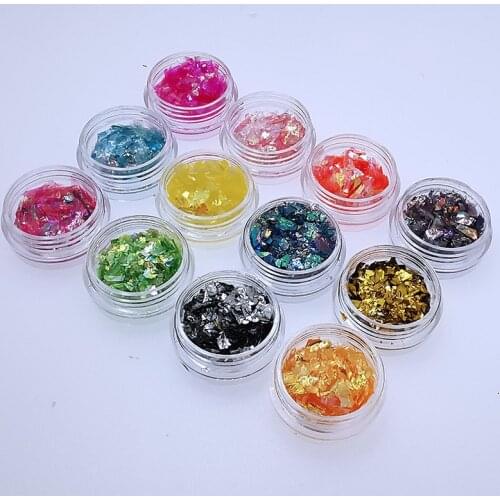 12 Pcs/Set DIY Handmade Crafts Epoxy Resin Tools Glittering Powder Glow Shiny Sequins Filling Materials Filler Nail Manicure Mak