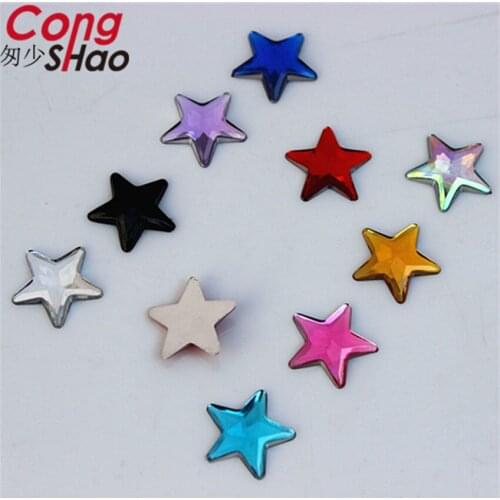 Cong Shao 200PCS 12mm Five pointed star Acrylic Rhinestone stones and crystals Flatback For DIY Clothes Decoration Craft CS86